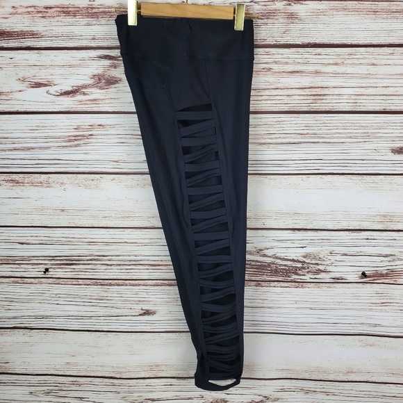 Wicked Weasel Womens Medium Sexy Black 748 Strapwork Cutout Leggings        #157 - Picture 9 of 10